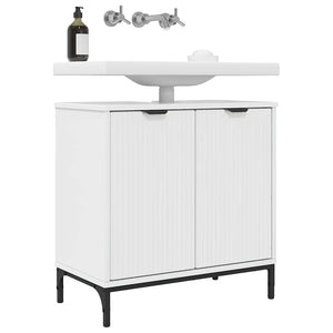 Armadio per Lavabo da Bagno-Armadietto da bagno-Mobiletto da bagno Bianco lucido 60,5 x 33,5 x 61 cm