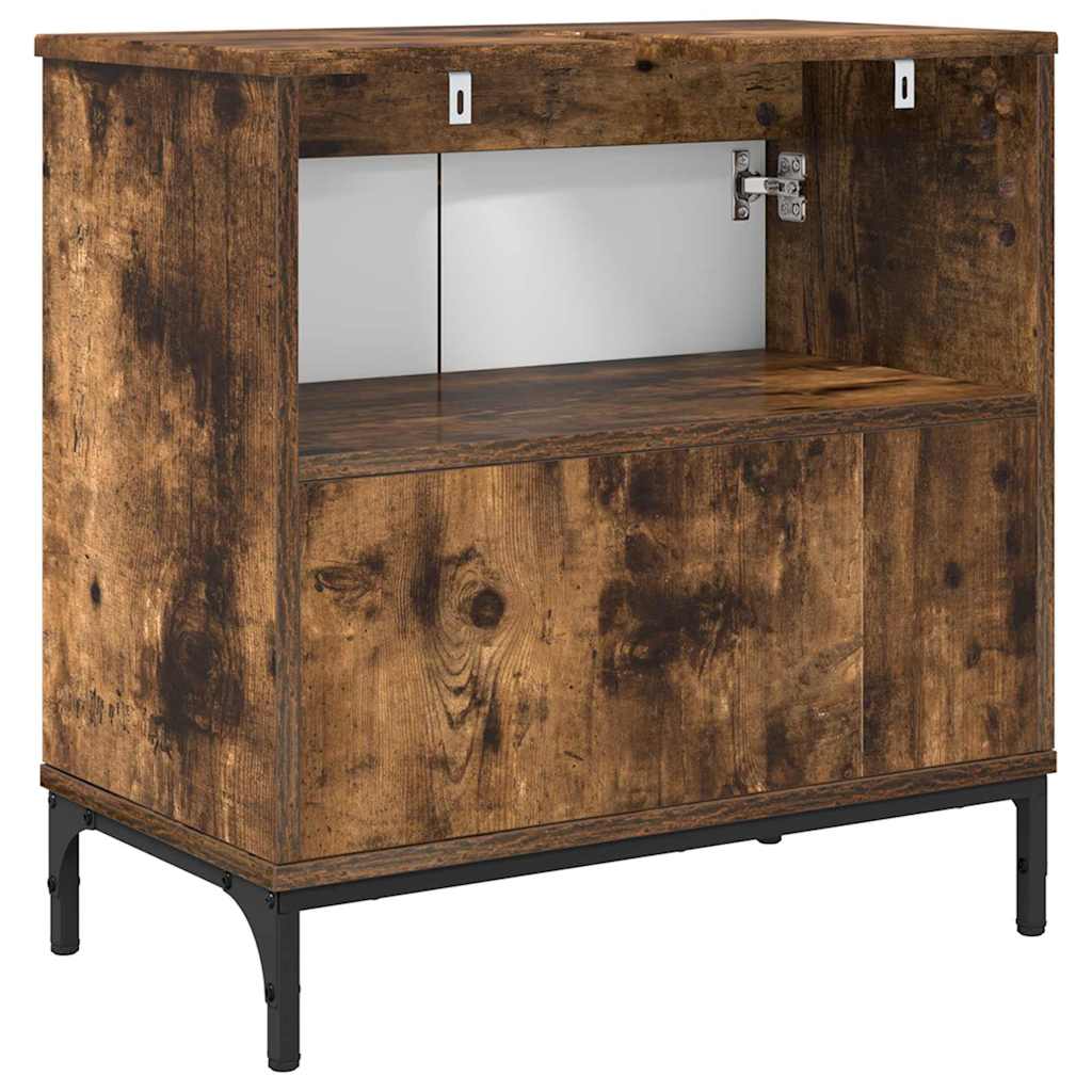 Armadio per Lavabo da Bagno-Armadietto da bagno-Mobiletto da bagno Rovere fum¨¦ 60,5 x 33,5 x 61 cm