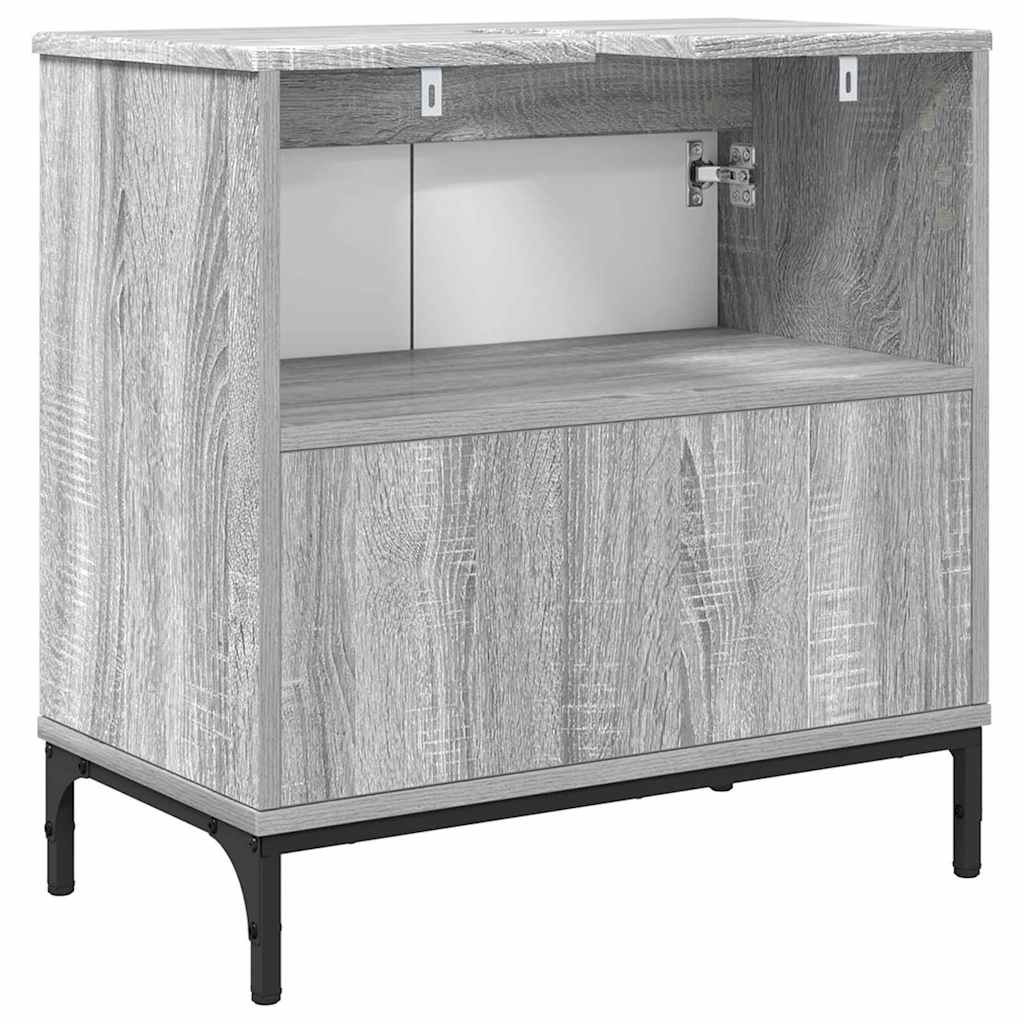 Armadio per Lavabo da Bagno-Armadietto da bagno-Mobiletto da bagno Grigio Sonoma 60,5 x 33,5 x 61 cm