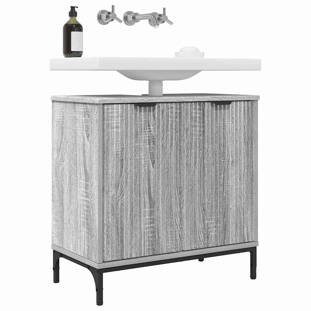 Armadio per Lavabo da Bagno-Armadietto da bagno-Mobiletto da bagno Grigio Sonoma 60,5 x 33,5 x 61 cm