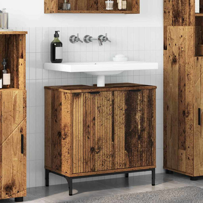 Armadio per Lavabo da Bagno-Armadietto da bagno-Mobiletto da bagno Legno vecchio 60,5 x 33,5 x 61 cm