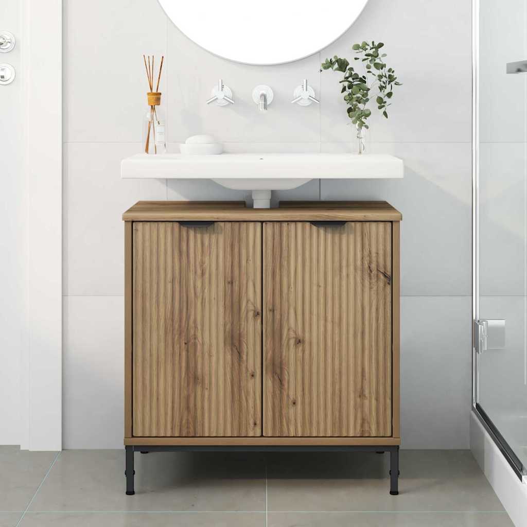 Armadio per Lavabo da Bagno con porta rovere artigianale 883423