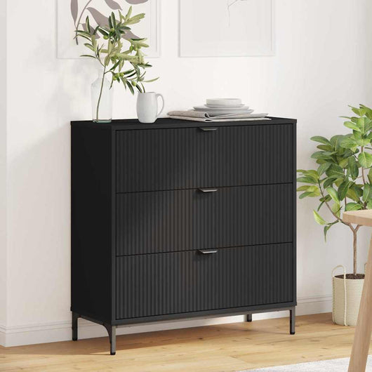 Credenza con cassetto Nero 79.5 x 33 x 82 cm Legno multistrato 883435