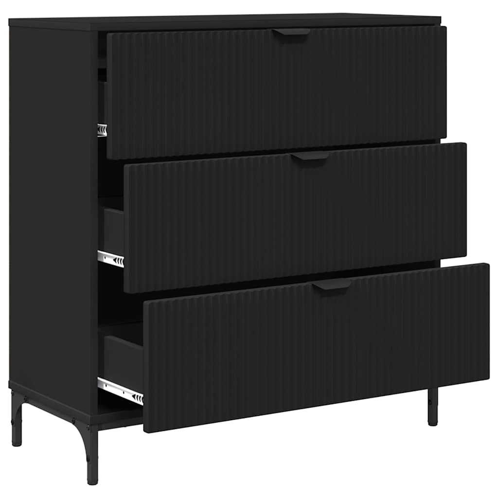 Credenza con cassetto Nero 79.5 x 33 x 82 cm Legno multistrato 883435
