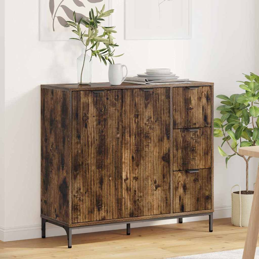 Credenza Rovere fumo 89.5 x 33 x 82 cm Legno multistrato 883459