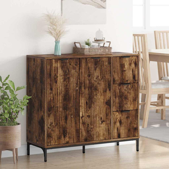 Credenza Rovere fumo 89.5 x 33 x 82 cm Legno multistrato 883459