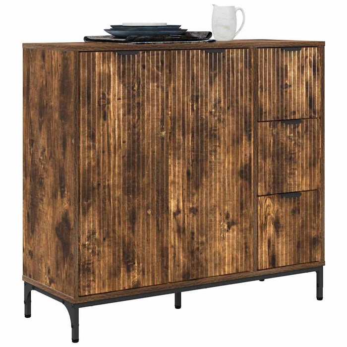 Credenza Rovere fumo 89.5 x 33 x 82 cm Legno multistrato 883459