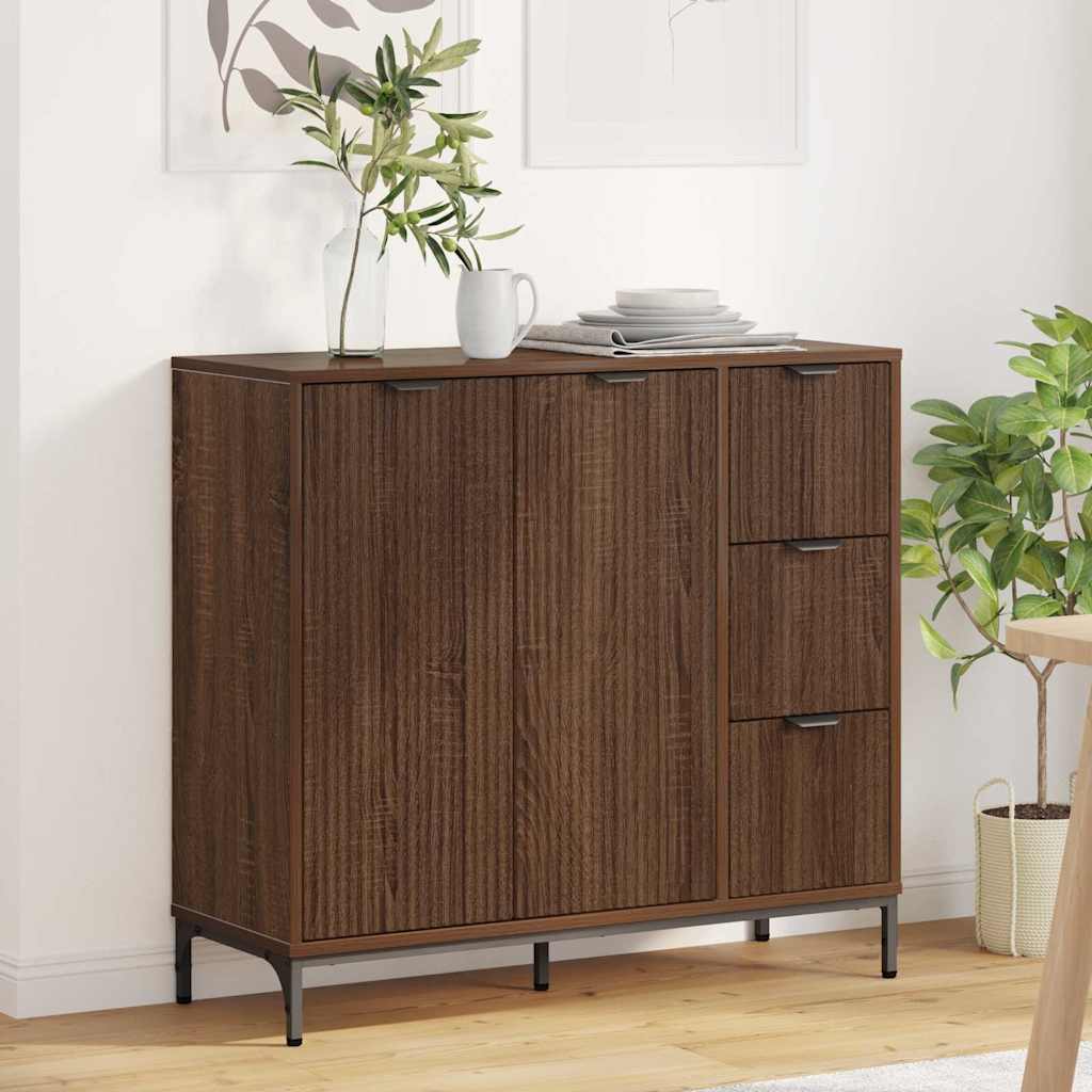 Credenza Rovere marrone 89.5 x 33 x 82 cm Legno multistrato 883461