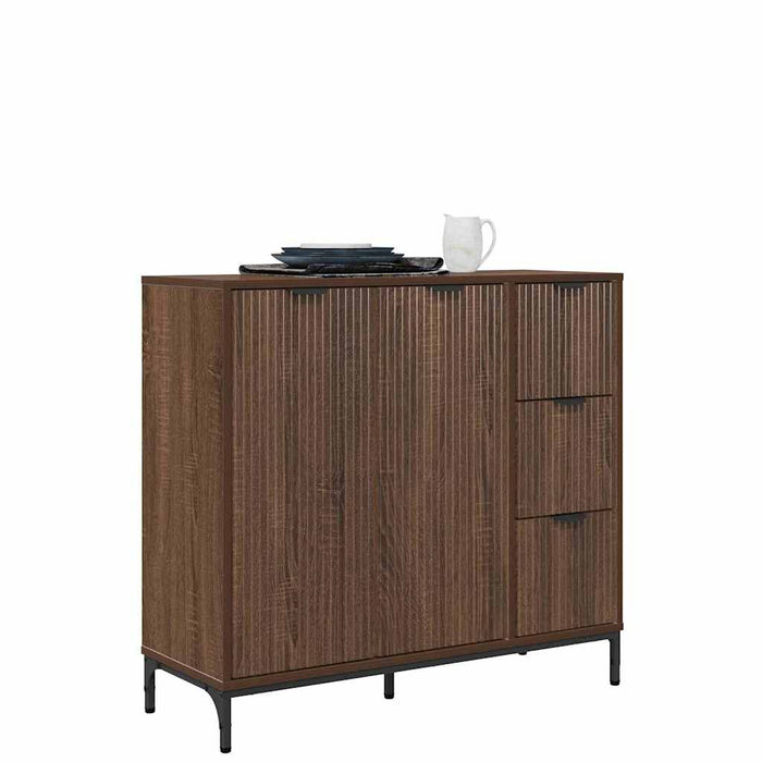 Credenza Rovere marrone 89.5 x 33 x 82 cm Legno multistrato 883461