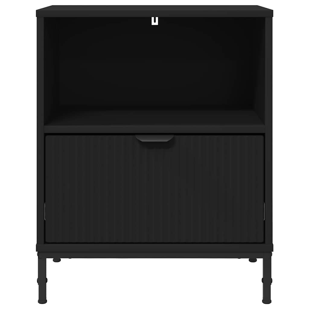 Comodino con cassetto-Tavolino da notte Nero 49 x 36 x 61 cm Legno multistrato