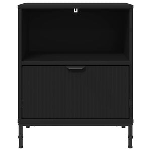 Comodino con cassetto-Tavolino da notte Nero 49 x 36 x 61 cm Legno multistrato