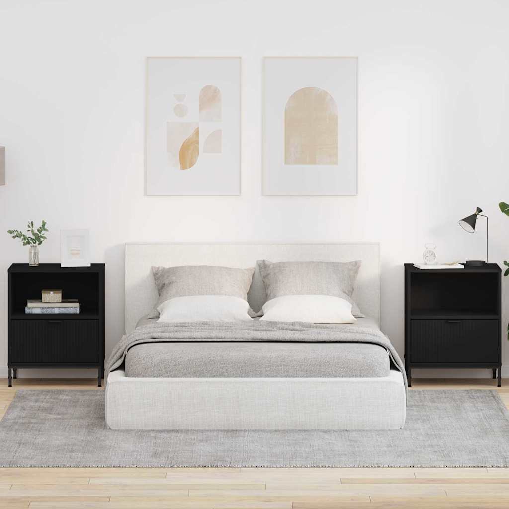 Comodini 2 pcs Nero 49 x 36 x 61 cm Legno multistrato 883477