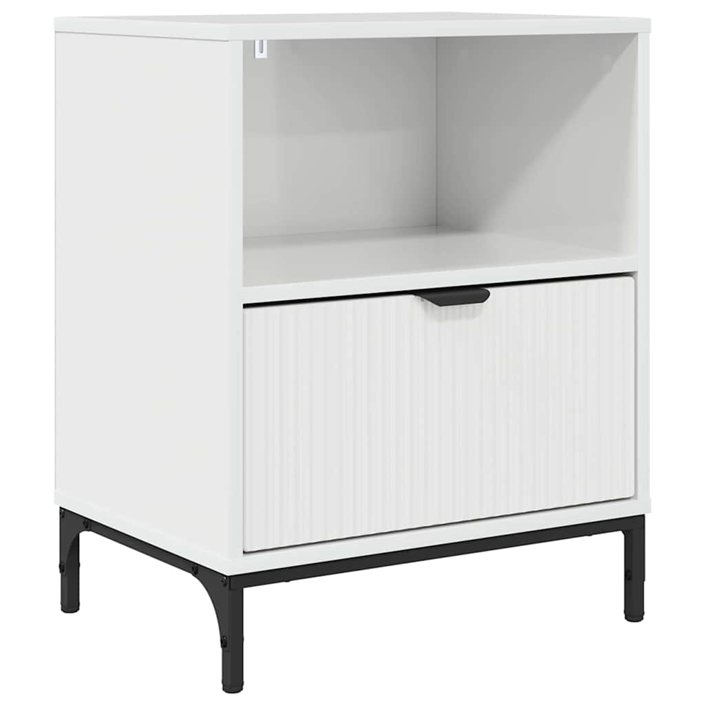 Comodino Bianco lucido 49 x 36 x 61 cm Legno multistrato 883482