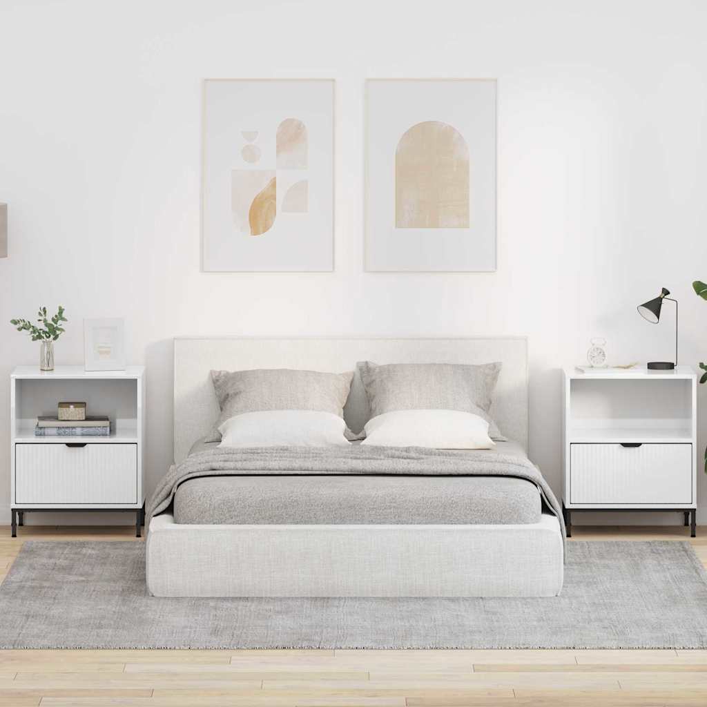 Comodini 2 pcs Bianco lucido 49 x 36 x 61 cm Legno multistrato 883483