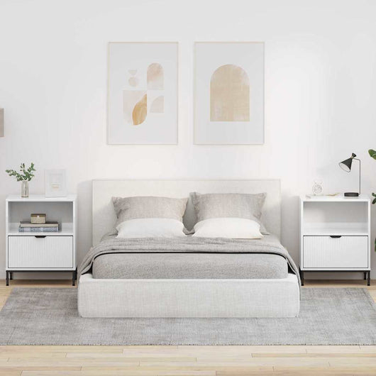 Comodini 2 pcs Bianco lucido 49 x 36 x 61 cm Legno multistrato 883483