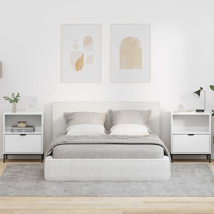 Comodini 2 pcs Bianco lucido 49 x 36 x 61 cm Legno multistrato 883483