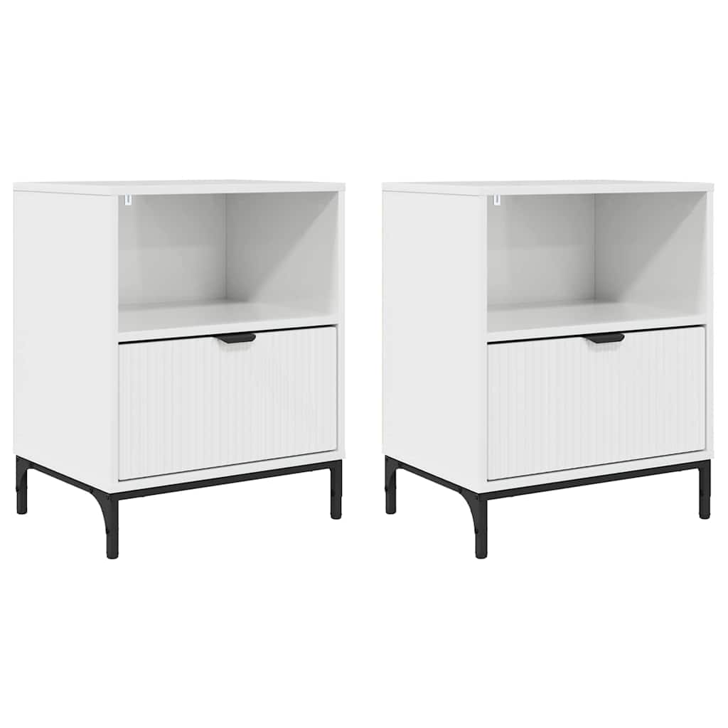 Comodini 2 pcs Bianco lucido 49 x 36 x 61 cm Legno multistrato 883483