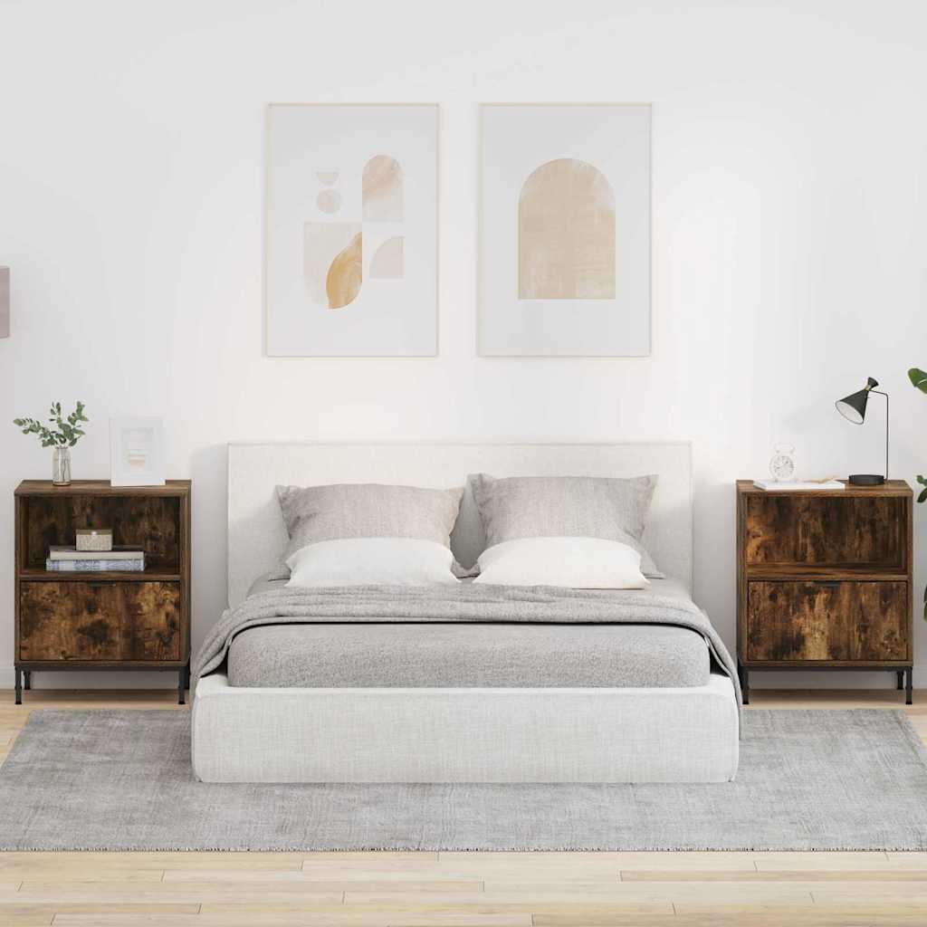 Comodini 2 pcs Rovere fumo 49 x 36 x 61 cm Legno multistrato 883485