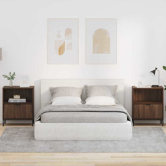 Comodini 2 pcs Rovere marrone 49 x 36 x 61 cm Legno multistrato 883489