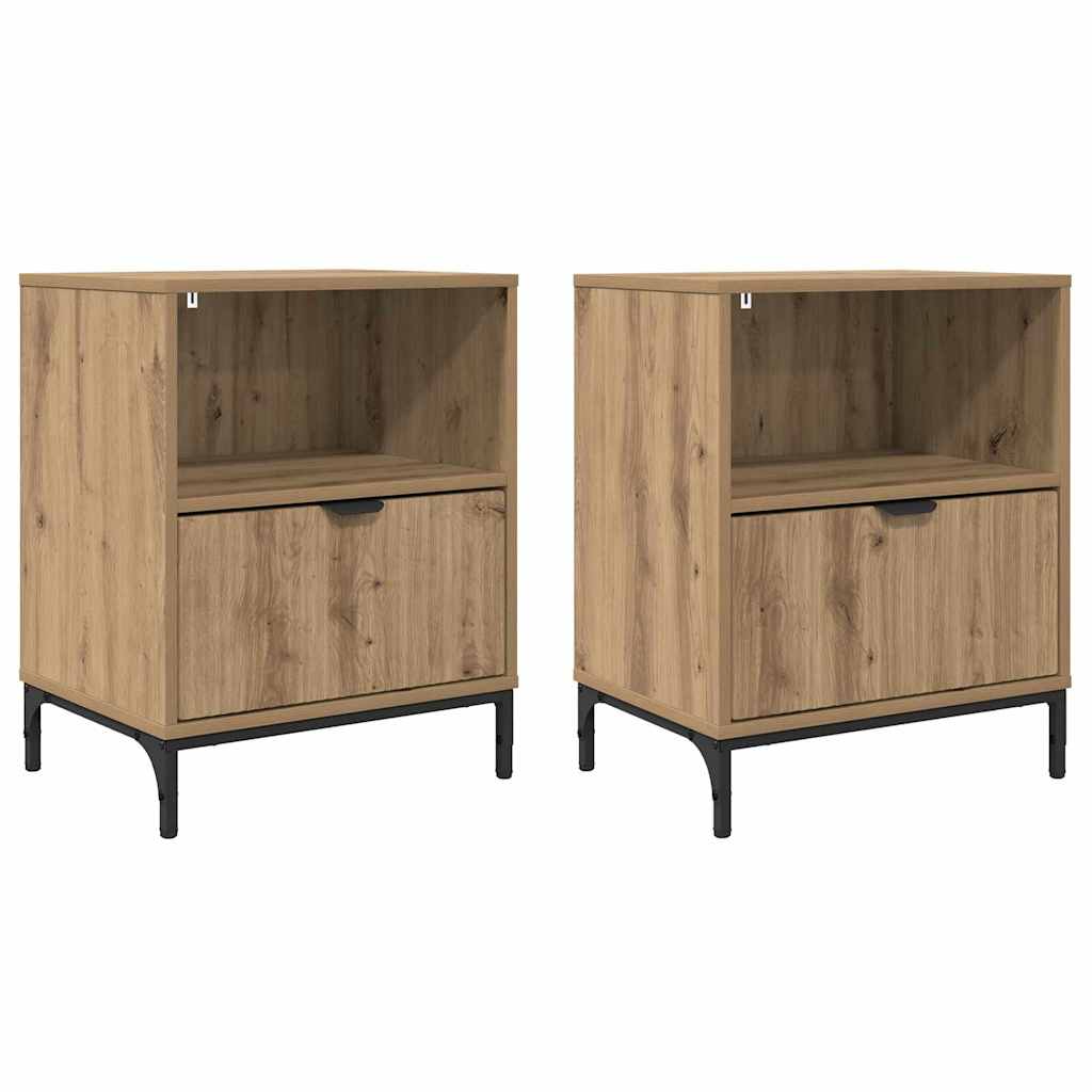 Comodini con cassetto 2 pcs rovere artigianale 49 x 36 x 61 cm 883493