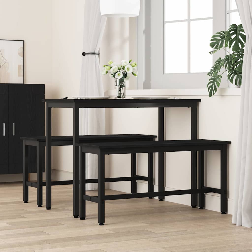 Panchina da pranzo 2 pcs Rovere Nero 100 x 32,5 x 48,5 cm 873751