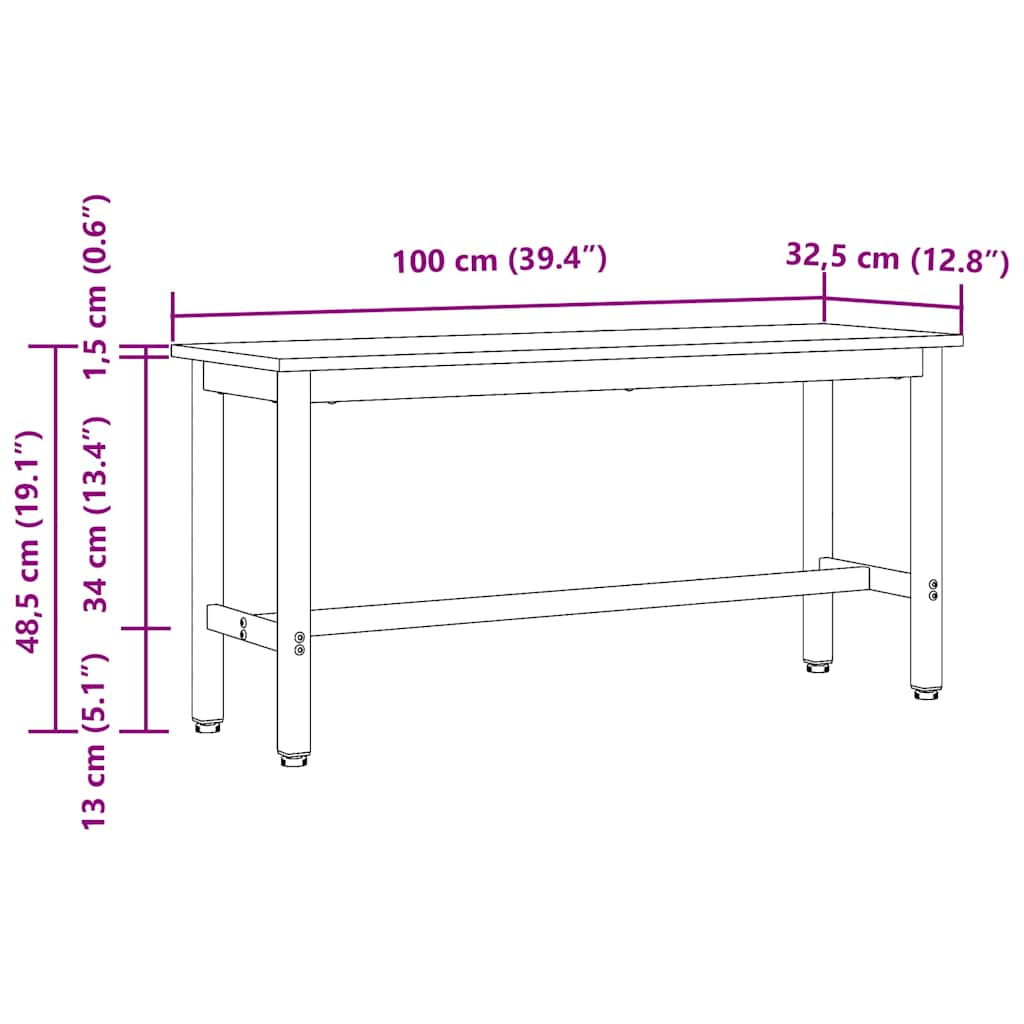 Panchina da pranzo 2 pcs Rovere Nero 100 x 32,5 x 48,5 cm 873751