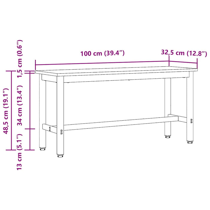 Panchina da pranzo 2 pcs Rovere Nero 100 x 32,5 x 48,5 cm 873751