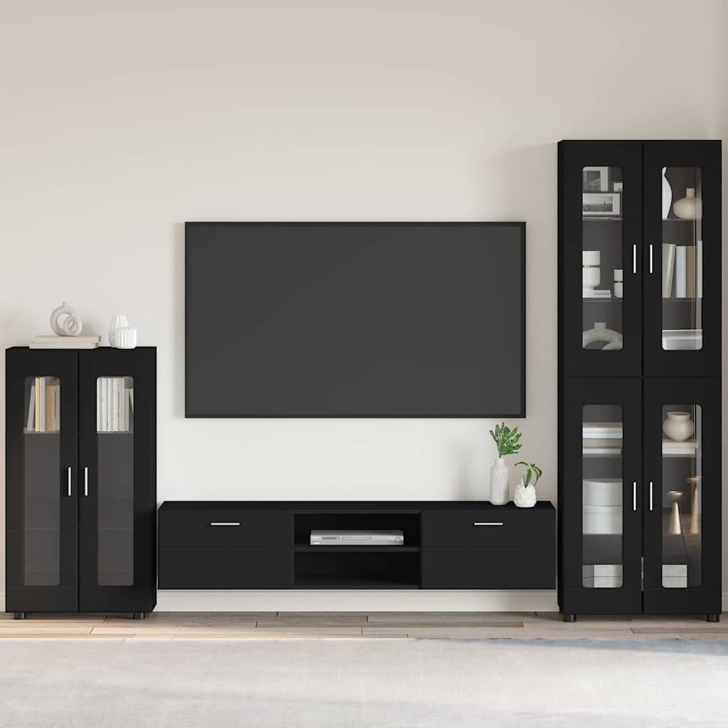 Credenza con porta Nero 55,5 x 29 x 100 cm Legno multistrato 880252