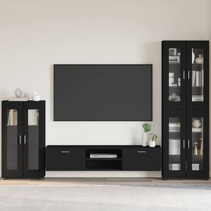 Credenza con porta Nero 55,5 x 29 x 100 cm Legno multistrato 880252