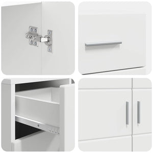 Credenza con porta Bianco 88.5 x 30.5 x 73 cm Legno multistrato 880281