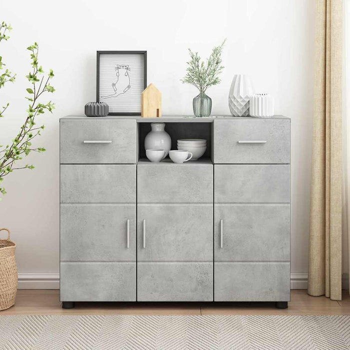 Credenza-Buffet-Armadio da cucina Grigio cemento 88,5 x 30,5 x 73 cm Legno multistrato