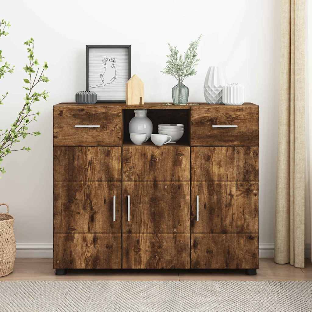 Credenza-Buffet-Armadio da cucina Rovere fumo 88,5 x 30,5 x 73 cm Legno multistrato