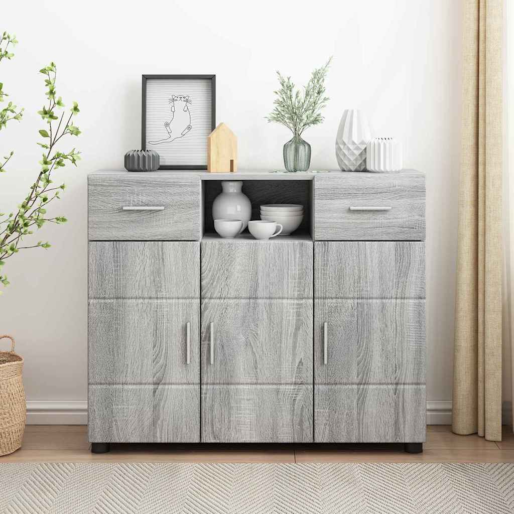 Credenza-Buffet-Armadio da cucina Grigio sonoma 88,5 x 30,5 x 73 cm Legno multistrato