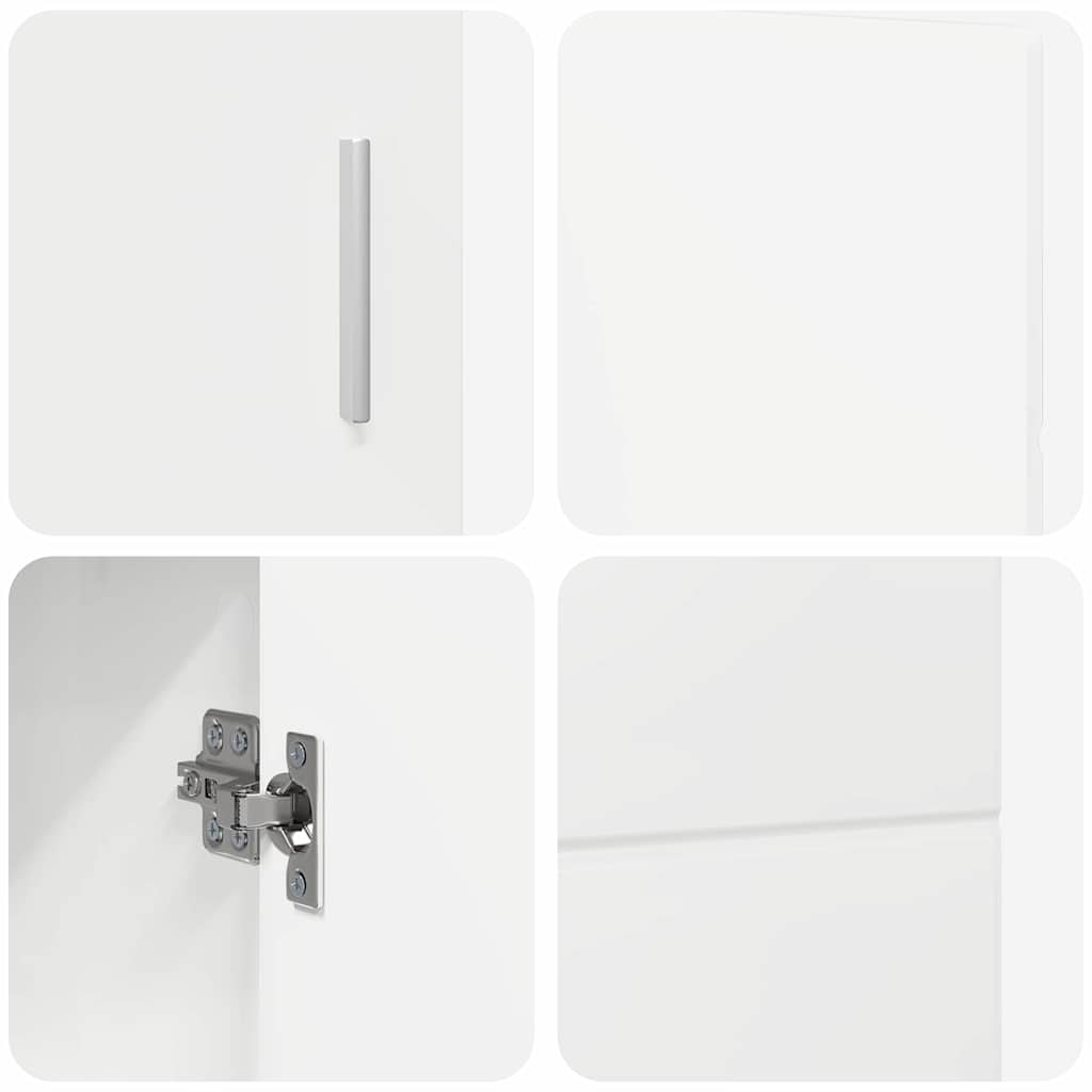 Credenza Bianco Lucido 88,5 x 30,5 x 55,5 cm Legno multistrato 880295