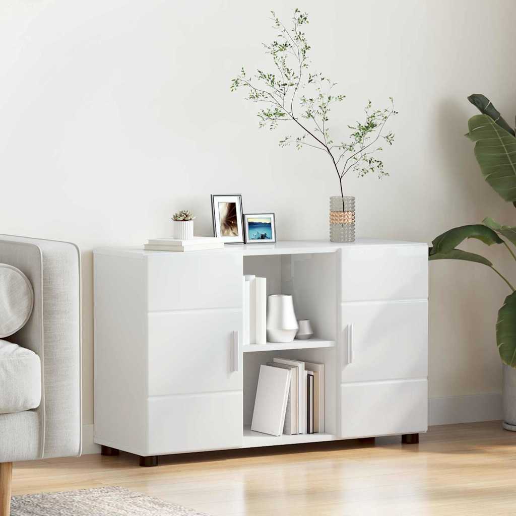 Credenza Bianco Lucido 88,5 x 30,5 x 55,5 cm Legno multistrato 880295