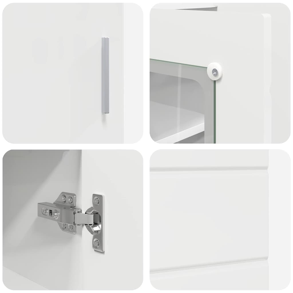 Credenza-Buffet-Armadio da cucina Bianco lucido 55,5 x 29 x 100 cm Legno multistrato