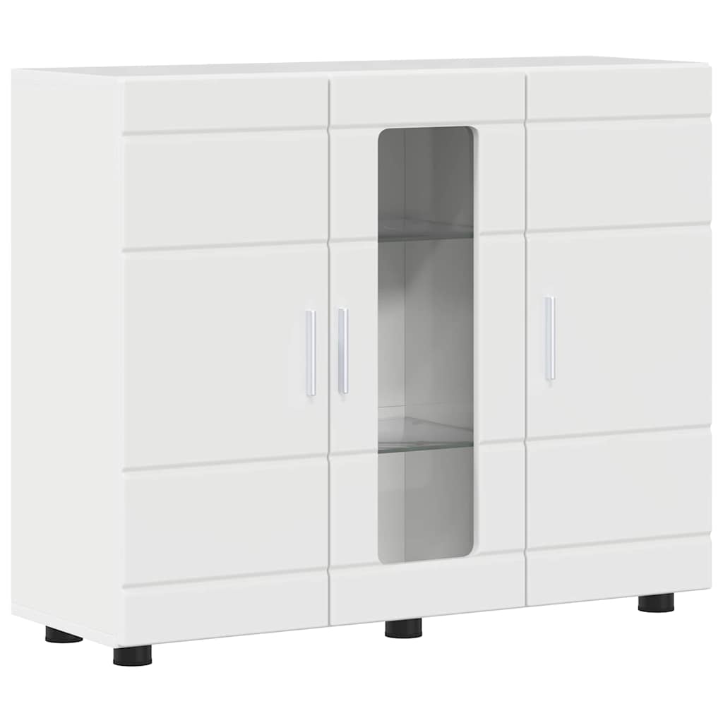 Credenza-Buffet-Armadio da cucina Bianco lucido 55,5 x 29 x 100 cm Legno multistrato