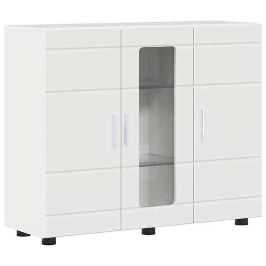 Credenza-Buffet-Armadio da cucina Bianco lucido 55,5 x 29 x 100 cm Legno multistrato