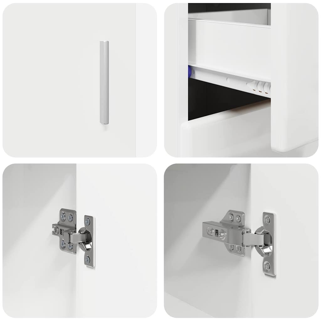 Credenza Bianco Lucido 88,5 x 30,5 x 73 cm Legno multistrato 880315