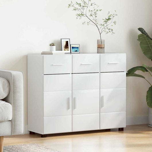 Credenza Bianco Lucido 88,5 x 30,5 x 73 cm Legno multistrato 880315