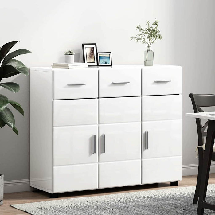 Credenza Bianco Lucido 88,5 x 30,5 x 73 cm Legno multistrato 880315