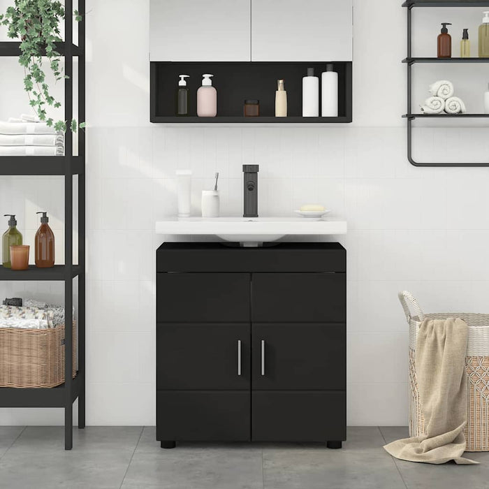 Mobile per lavabo da bagno con porta Nero 60 x 34 x 63 cm 880322