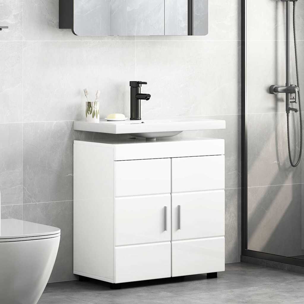 Mobile per lavabo da bagno Bianco lucido 60 x 34 x 63 cm 880325