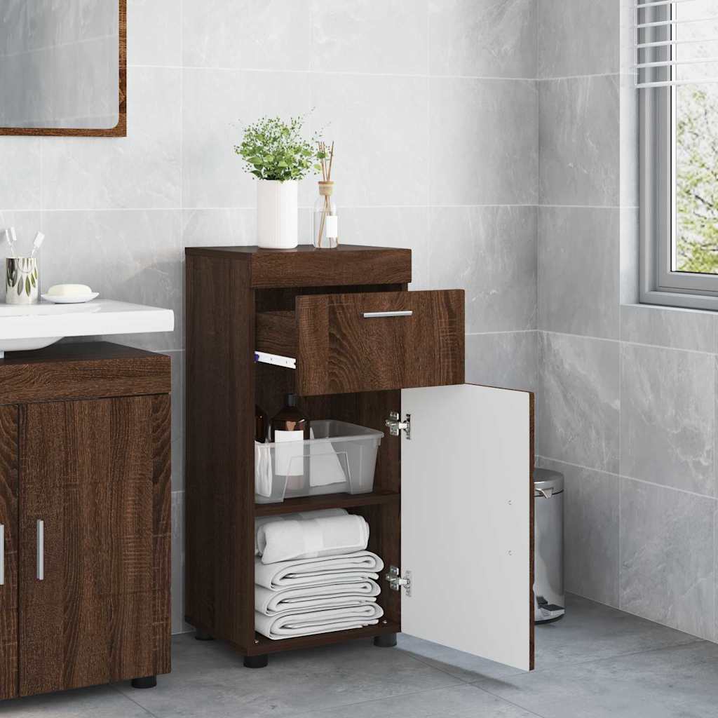 Mobile da Bagno con porta Rovere marrone 37 x 31.5 x 82 cm 880348