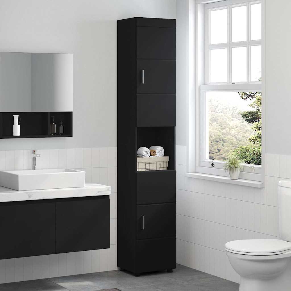 Mobile da Bagno TULUM Nero 37 x 31.5 x 203 cm Legno multistrato 880352