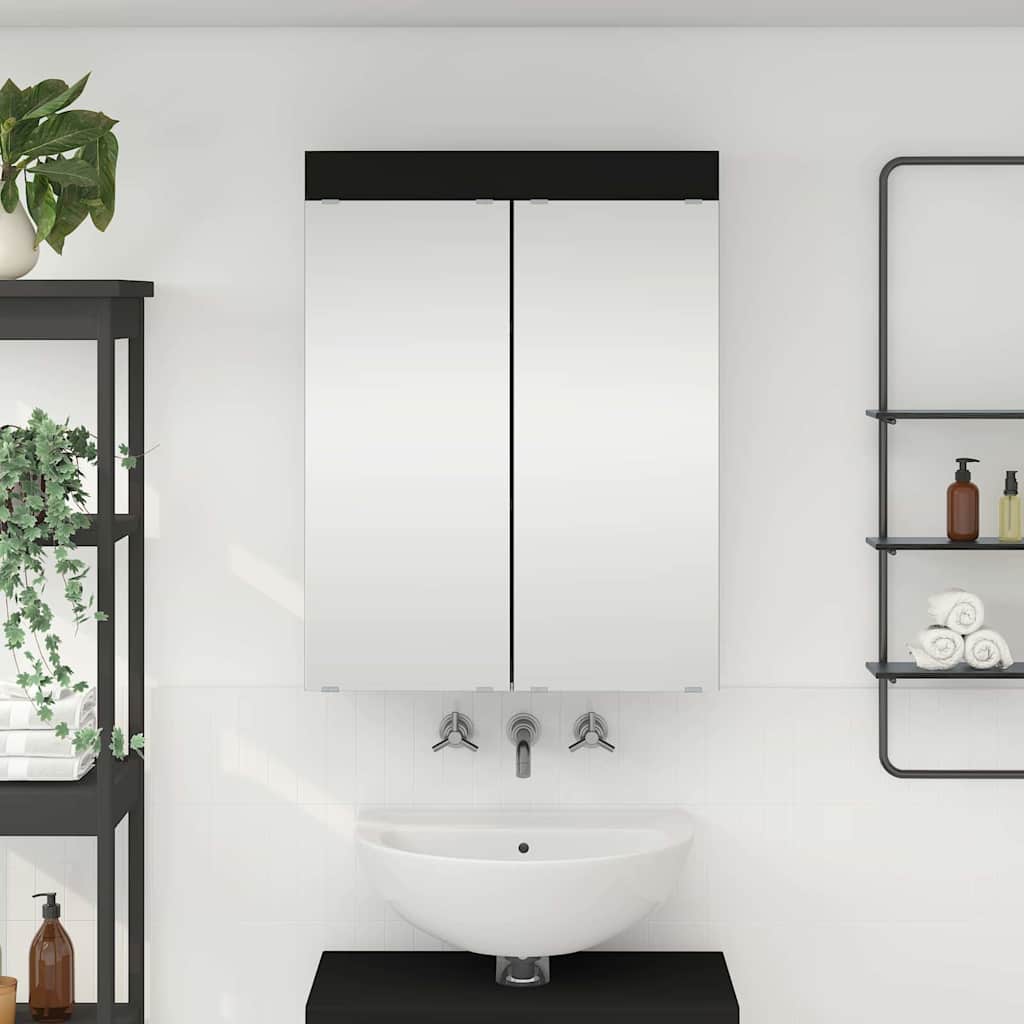 Mobiletto per specchio da bagno TULUM Nero 60 x 16,5 x 78 cm 880362
