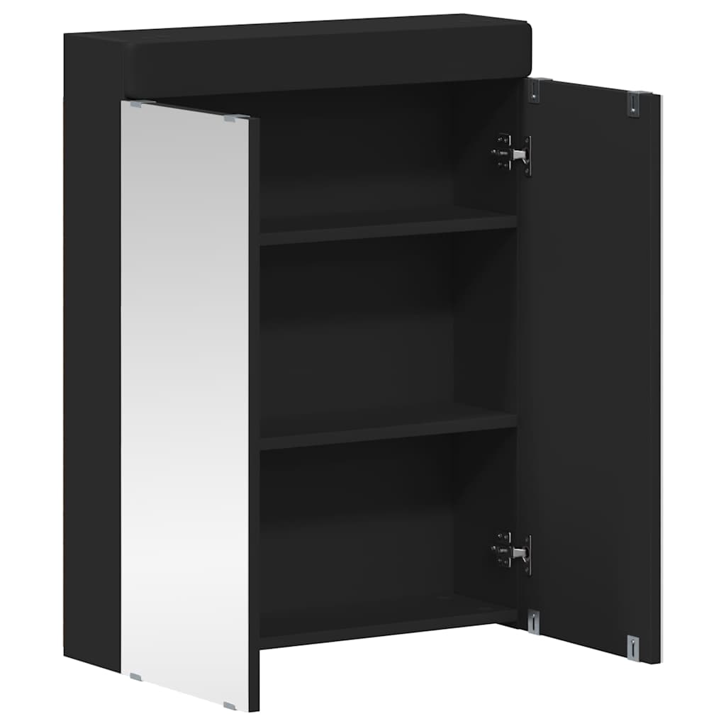 Mobiletto per specchio da bagno TULUM Nero 60 x 16,5 x 78 cm 880362