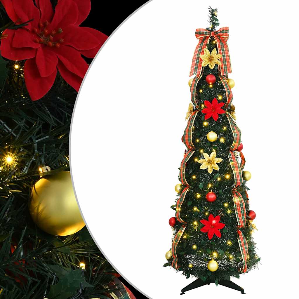 Albero di Natale Artificiale-Albero Natalizio con 100 LED Verde 150 cm PVC