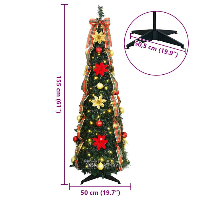 Albero di Natale artificiale con 100 LED Verde 150 cm PVC 42018631