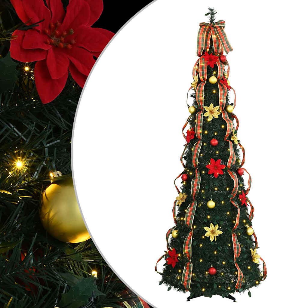 Albero di Natale Artificiale-Albero Natalizio con 200 LED Verde 210 cm PVC
